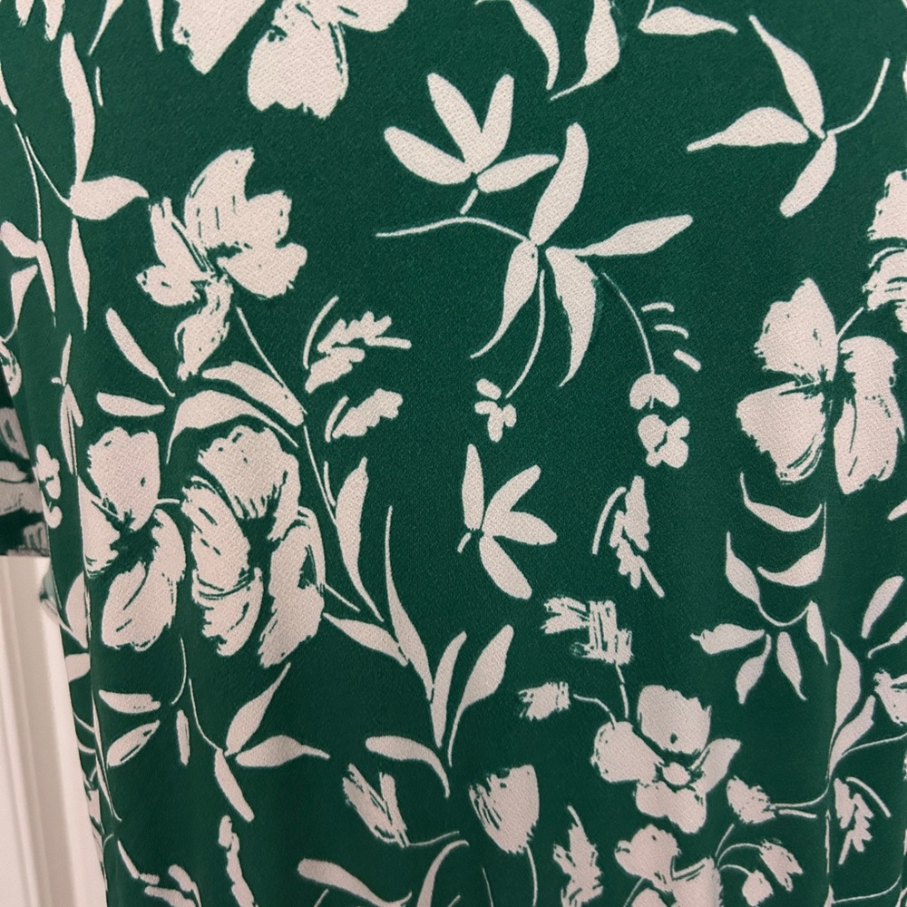 NWT! Adrianna Papell Women's Flutter Sleeve Floral Green&White Midi Dress Sz XL - Picture 11 of 13